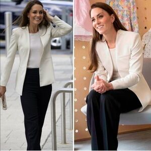 Zara inverted lapel long blazer Kate Middleton ecru